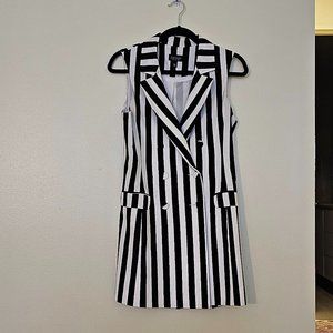 Black & White Striped Longline Vest